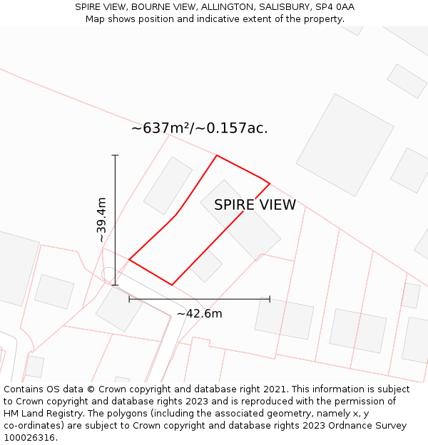 SPIRE VIEW, BOURNE VIEW, ALLINGTON, SALISBURY, SP4 0AA: Plot and title map