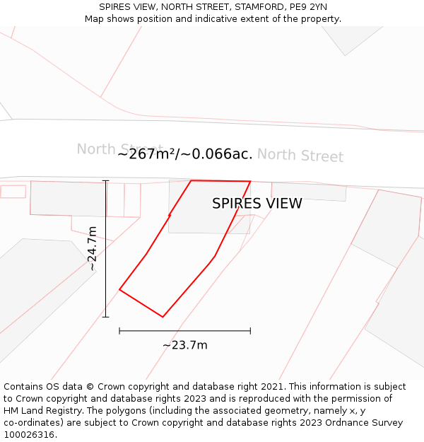 SPIRES VIEW, NORTH STREET, STAMFORD, PE9 2YN: Plot and title map