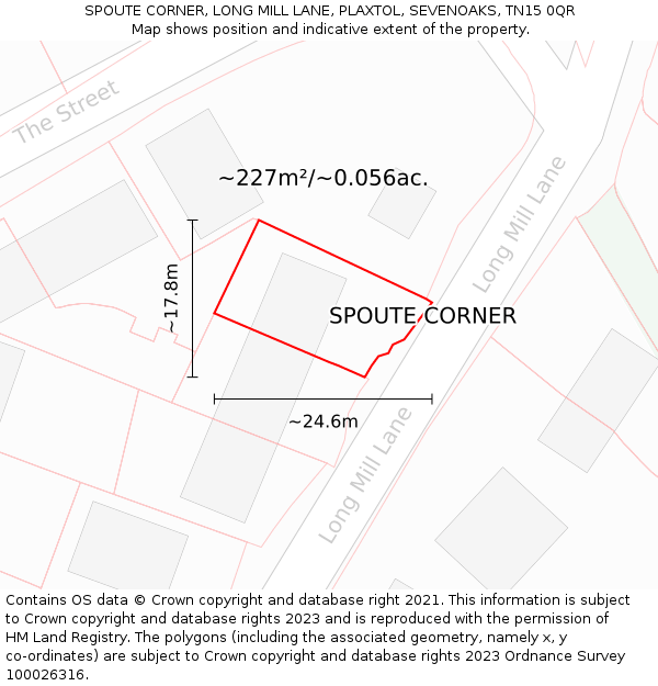 SPOUTE CORNER, LONG MILL LANE, PLAXTOL, SEVENOAKS, TN15 0QR: Plot and title map