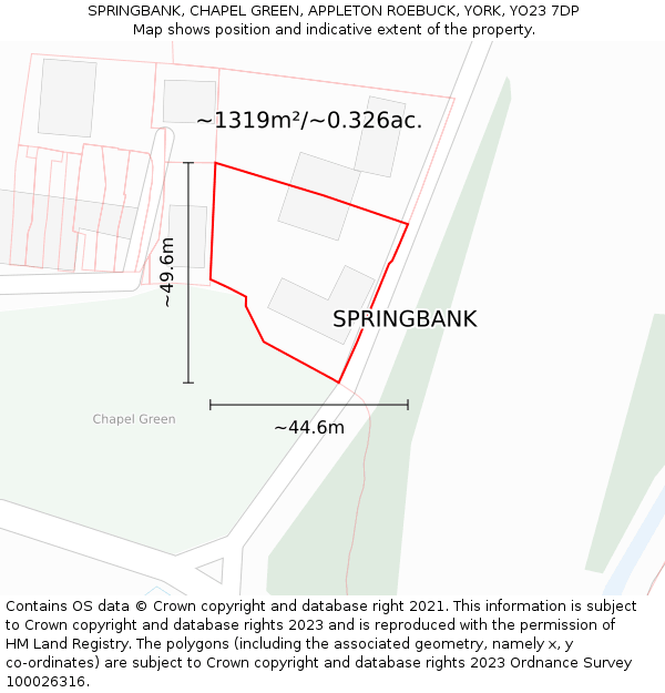 SPRINGBANK, CHAPEL GREEN, APPLETON ROEBUCK, YORK, YO23 7DP: Plot and title map