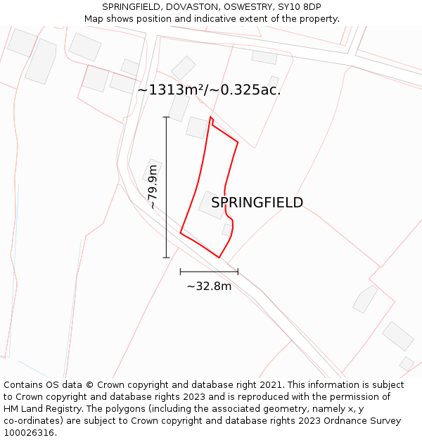 SPRINGFIELD, DOVASTON, OSWESTRY, SY10 8DP: Plot and title map