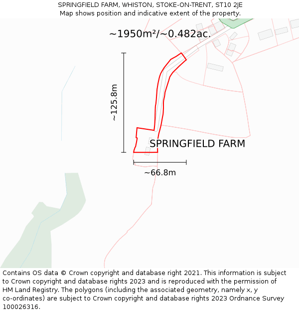 SPRINGFIELD FARM, WHISTON, STOKE-ON-TRENT, ST10 2JE: Plot and title map