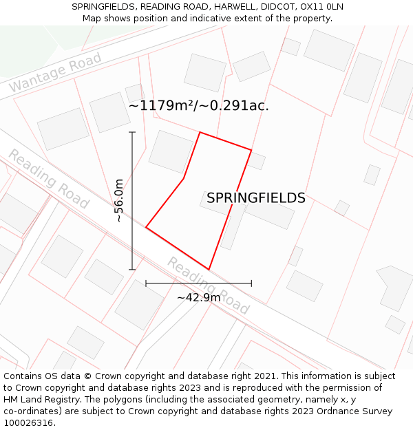 SPRINGFIELDS, READING ROAD, HARWELL, DIDCOT, OX11 0LN: Plot and title map