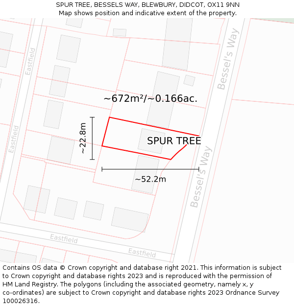 SPUR TREE, BESSELS WAY, BLEWBURY, DIDCOT, OX11 9NN: Plot and title map