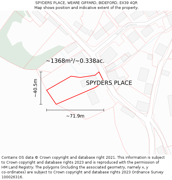 SPYDERS PLACE, WEARE GIFFARD, BIDEFORD, EX39 4QR: Plot and title map