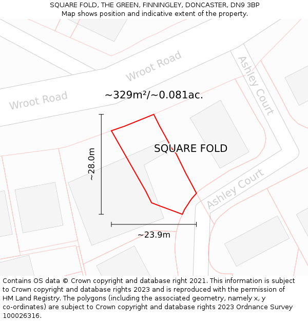 SQUARE FOLD, THE GREEN, FINNINGLEY, DONCASTER, DN9 3BP: Plot and title map