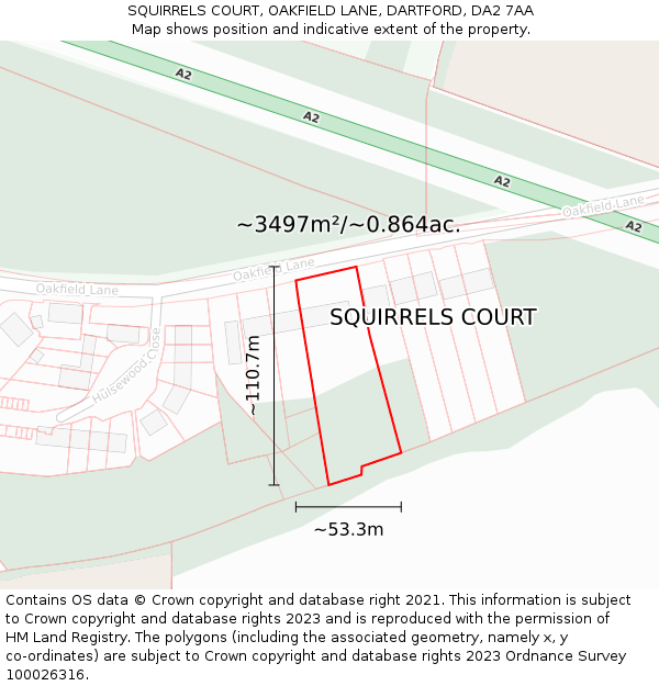 SQUIRRELS COURT, OAKFIELD LANE, DARTFORD, DA2 7AA: Plot and title map