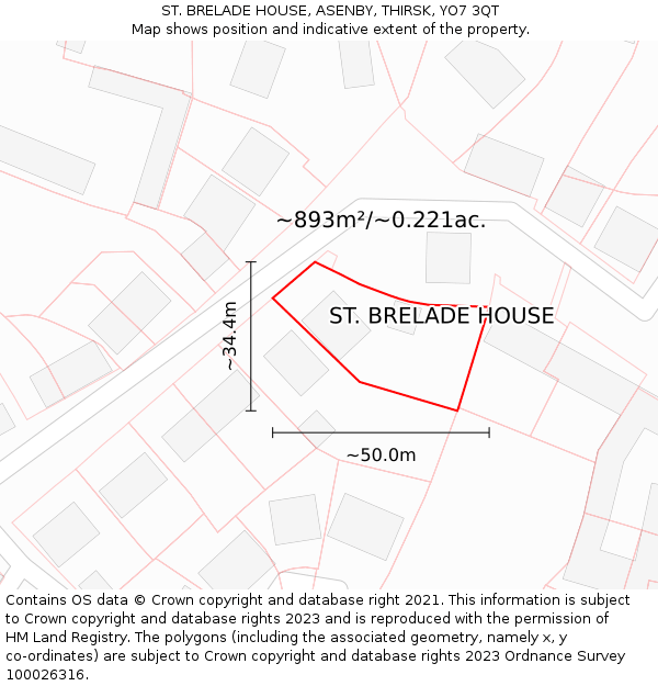 ST. BRELADE HOUSE, ASENBY, THIRSK, YO7 3QT: Plot and title map