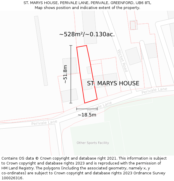 ST. MARYS HOUSE, PERIVALE LANE, PERIVALE, GREENFORD, UB6 8TL: Plot and title map
