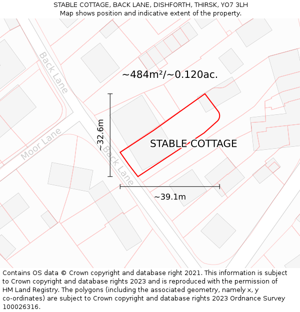 STABLE COTTAGE, BACK LANE, DISHFORTH, THIRSK, YO7 3LH: Plot and title map