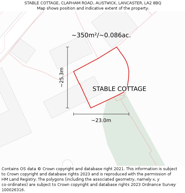 STABLE COTTAGE, CLAPHAM ROAD, AUSTWICK, LANCASTER, LA2 8BQ: Plot and title map