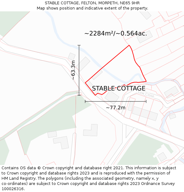 STABLE COTTAGE, FELTON, MORPETH, NE65 9HR: Plot and title map