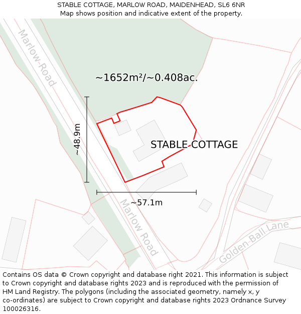 STABLE COTTAGE, MARLOW ROAD, MAIDENHEAD, SL6 6NR: Plot and title map