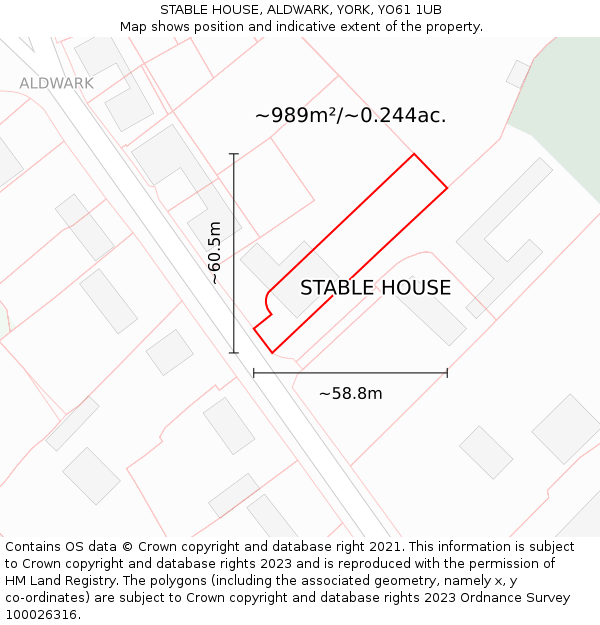 STABLE HOUSE, ALDWARK, YORK, YO61 1UB: Plot and title map