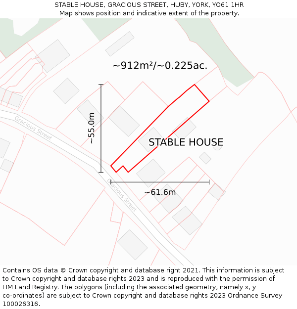 STABLE HOUSE, GRACIOUS STREET, HUBY, YORK, YO61 1HR: Plot and title map