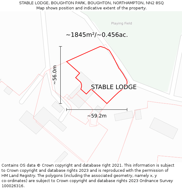STABLE LODGE, BOUGHTON PARK, BOUGHTON, NORTHAMPTON, NN2 8SQ: Plot and title map