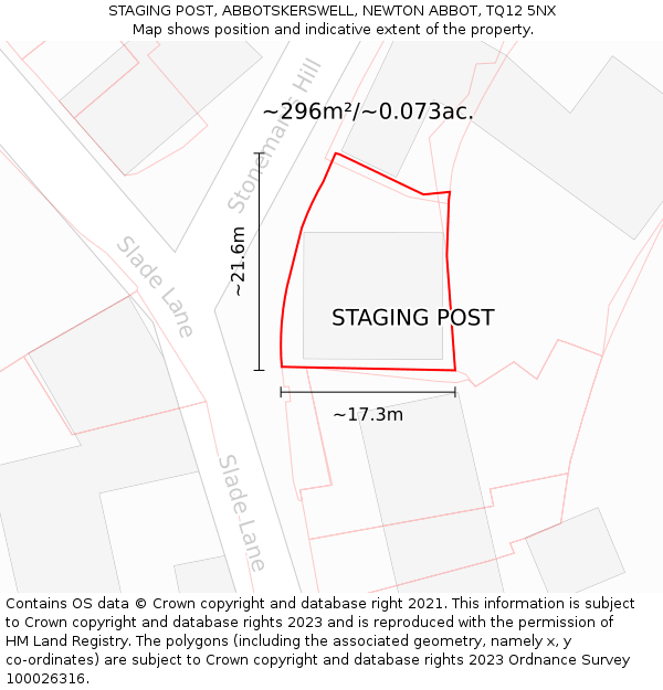 STAGING POST, ABBOTSKERSWELL, NEWTON ABBOT, TQ12 5NX: Plot and title map