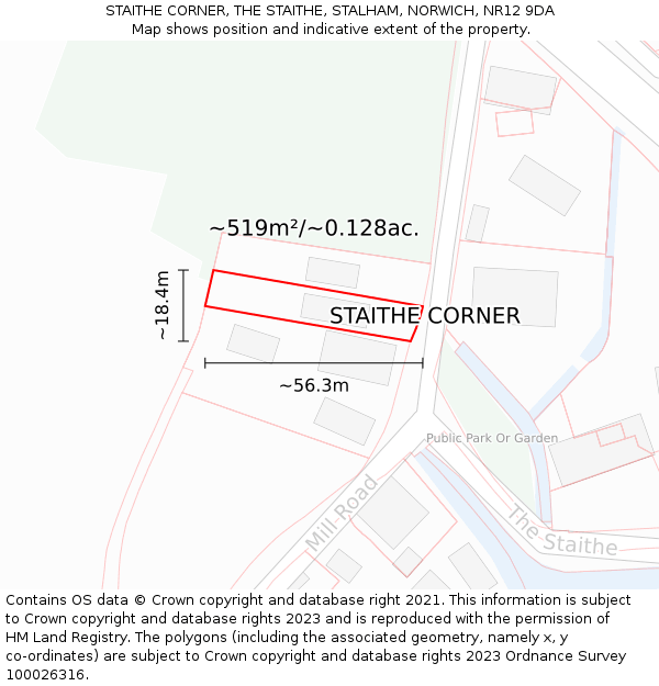 STAITHE CORNER, THE STAITHE, STALHAM, NORWICH, NR12 9DA: Plot and title map