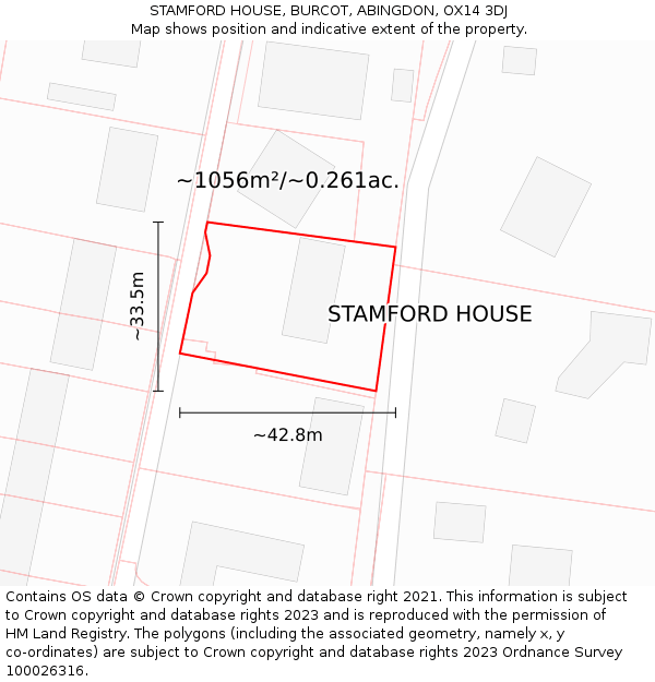 STAMFORD HOUSE, BURCOT, ABINGDON, OX14 3DJ: Plot and title map