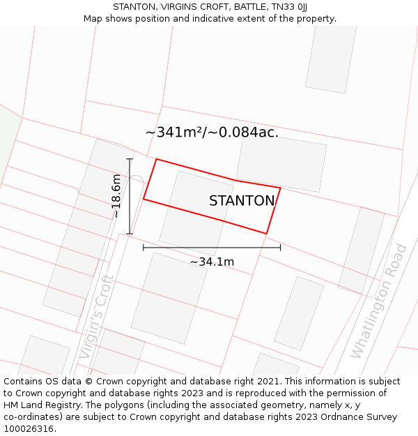 STANTON, VIRGINS CROFT, BATTLE, TN33 0JJ: Plot and title map