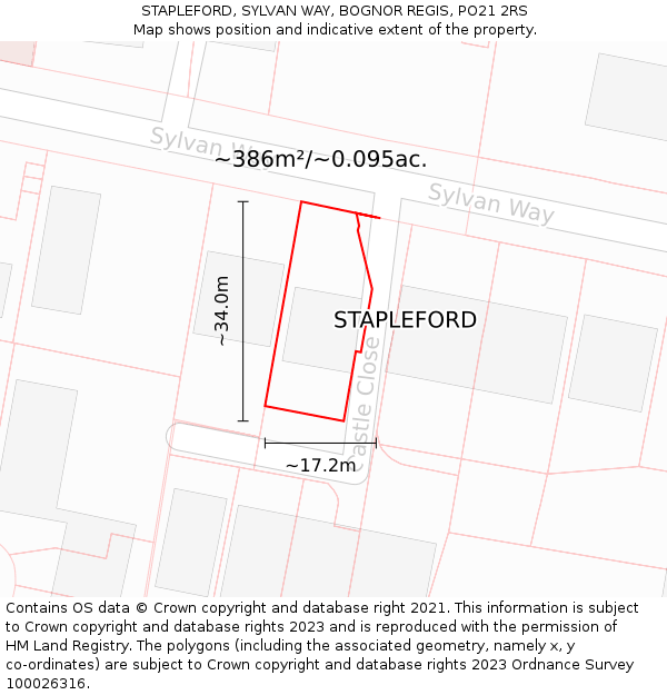 STAPLEFORD, SYLVAN WAY, BOGNOR REGIS, PO21 2RS: Plot and title map