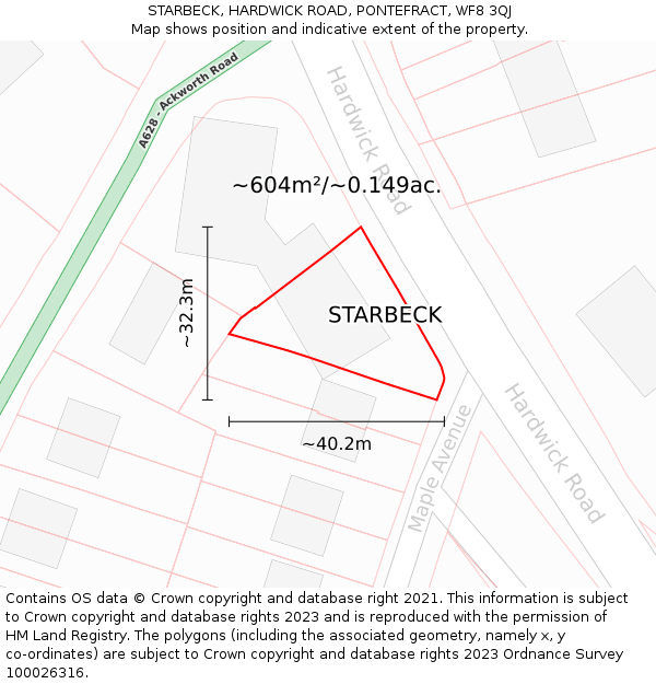 STARBECK, HARDWICK ROAD, PONTEFRACT, WF8 3QJ: Plot and title map