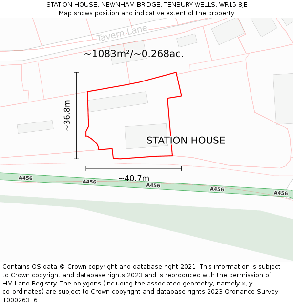 STATION HOUSE, NEWNHAM BRIDGE, TENBURY WELLS, WR15 8JE: Plot and title map