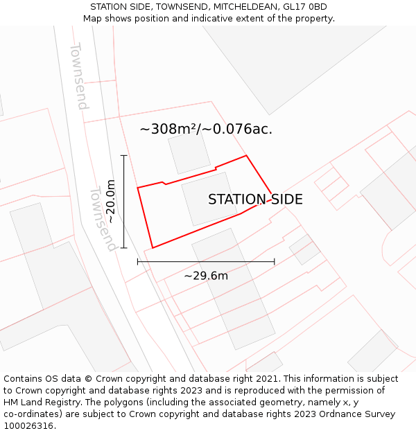STATION SIDE, TOWNSEND, MITCHELDEAN, GL17 0BD: Plot and title map