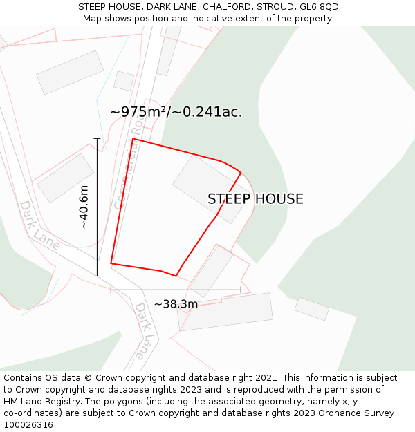 STEEP HOUSE, DARK LANE, CHALFORD, STROUD, GL6 8QD: Plot and title map