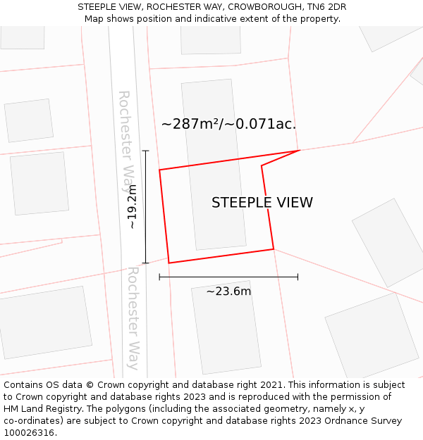 STEEPLE VIEW, ROCHESTER WAY, CROWBOROUGH, TN6 2DR: Plot and title map