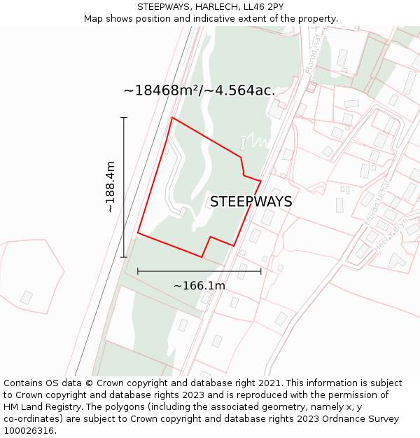STEEPWAYS, HARLECH, LL46 2PY: Plot and title map