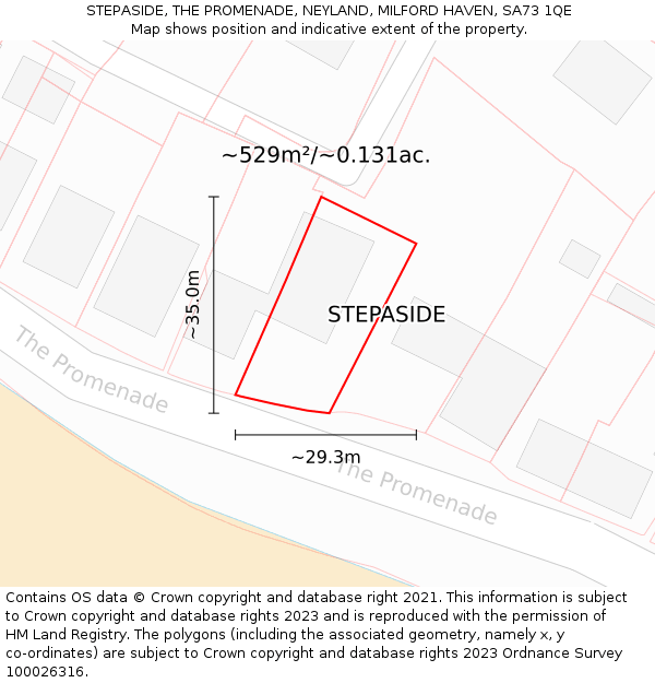 STEPASIDE, THE PROMENADE, NEYLAND, MILFORD HAVEN, SA73 1QE: Plot and title map