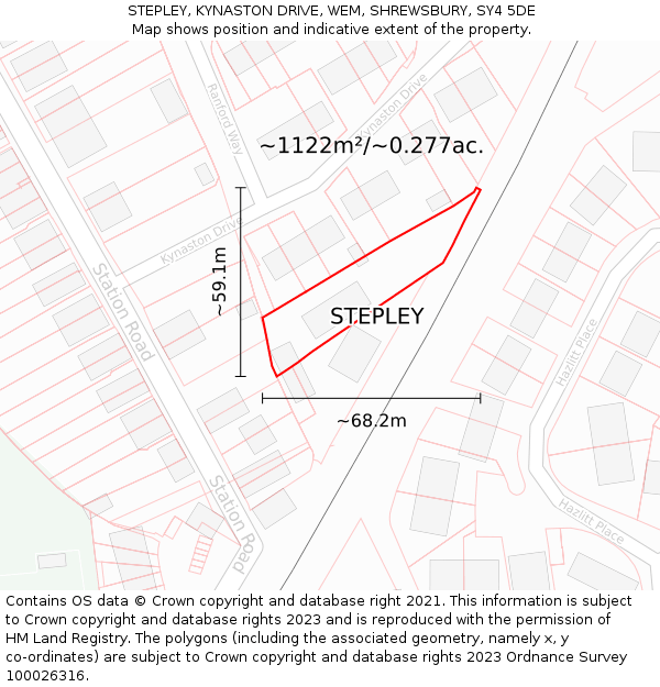 STEPLEY, KYNASTON DRIVE, WEM, SHREWSBURY, SY4 5DE: Plot and title map