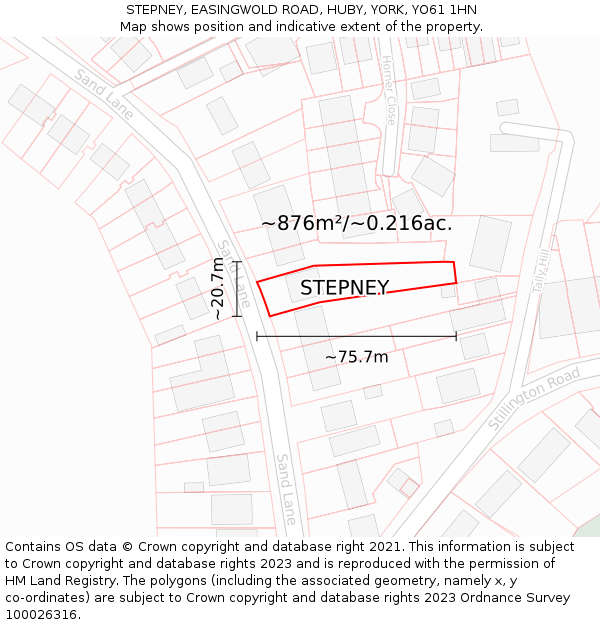 STEPNEY, EASINGWOLD ROAD, HUBY, YORK, YO61 1HN: Plot and title map