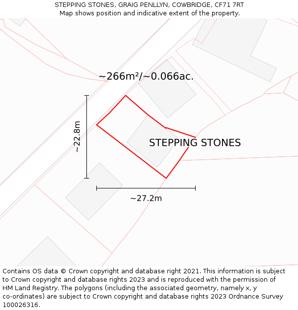 STEPPING STONES, GRAIG PENLLYN, COWBRIDGE, CF71 7RT: Plot and title map