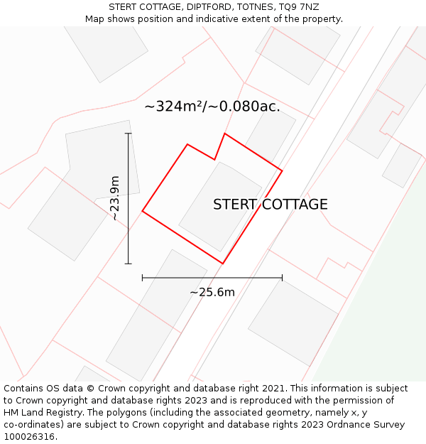 STERT COTTAGE, DIPTFORD, TOTNES, TQ9 7NZ: Plot and title map