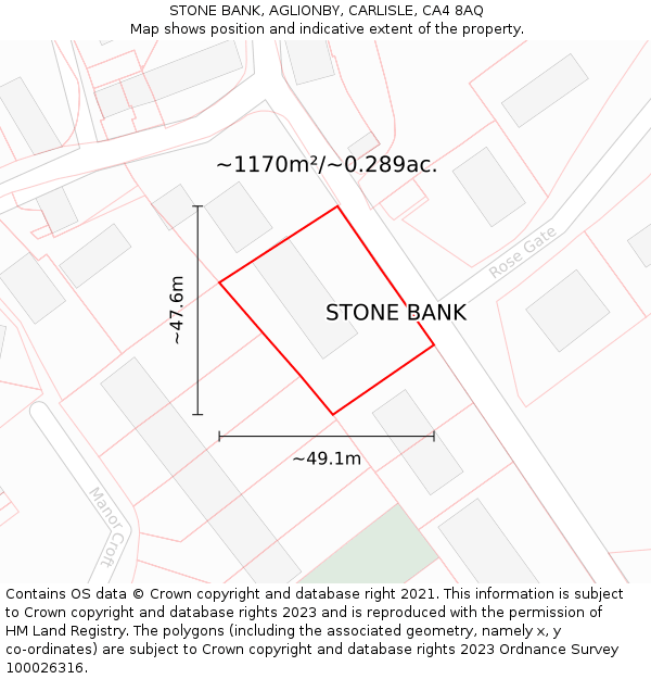 STONE BANK, AGLIONBY, CARLISLE, CA4 8AQ: Plot and title map