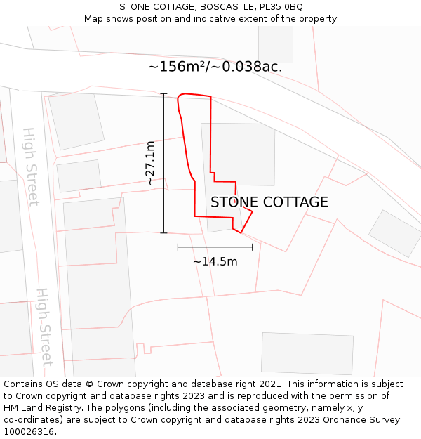 STONE COTTAGE, BOSCASTLE, PL35 0BQ: Plot and title map