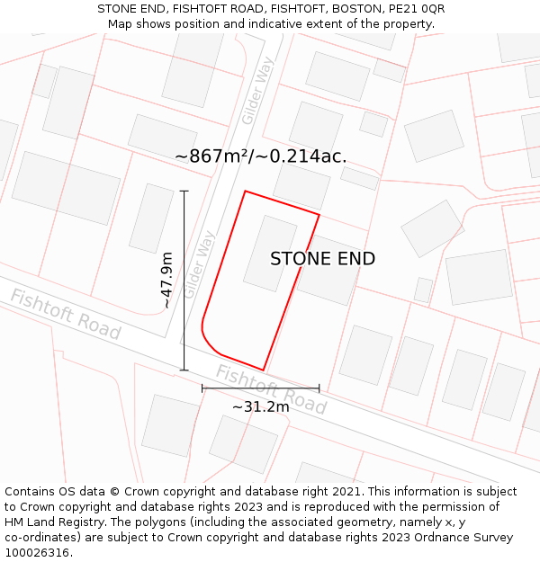 STONE END, FISHTOFT ROAD, FISHTOFT, BOSTON, PE21 0QR: Plot and title map