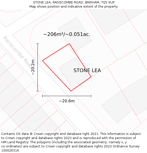 STONE LEA, RANSCOMBE ROAD, BRIXHAM, TQ5 9UP: Plot and title map