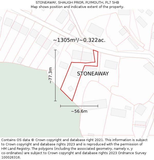 STONEAWAY, SHAUGH PRIOR, PLYMOUTH, PL7 5HB: Plot and title map