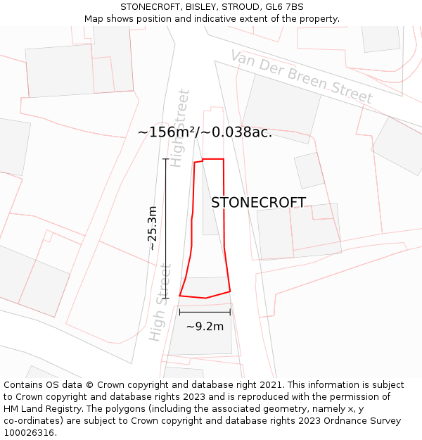 STONECROFT, BISLEY, STROUD, GL6 7BS: Plot and title map