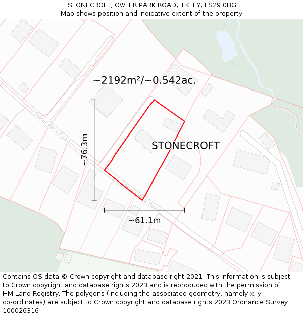 STONECROFT, OWLER PARK ROAD, ILKLEY, LS29 0BG: Plot and title map