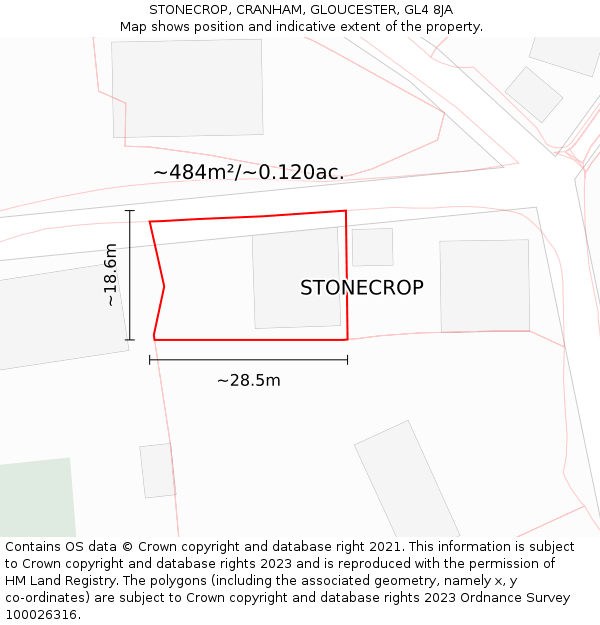 STONECROP, CRANHAM, GLOUCESTER, GL4 8JA: Plot and title map