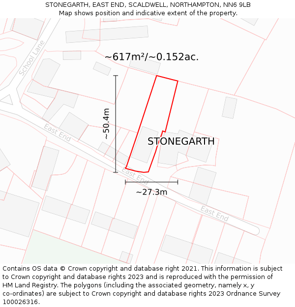 STONEGARTH, EAST END, SCALDWELL, NORTHAMPTON, NN6 9LB: Plot and title map