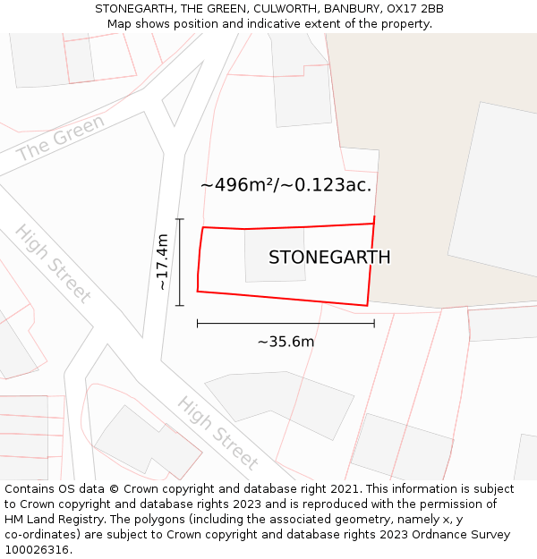 STONEGARTH, THE GREEN, CULWORTH, BANBURY, OX17 2BB: Plot and title map