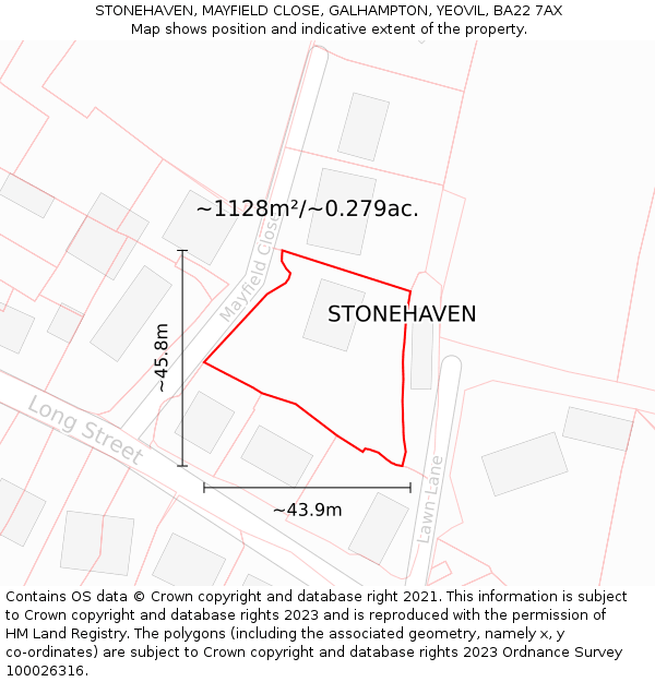 STONEHAVEN, MAYFIELD CLOSE, GALHAMPTON, YEOVIL, BA22 7AX: Plot and title map