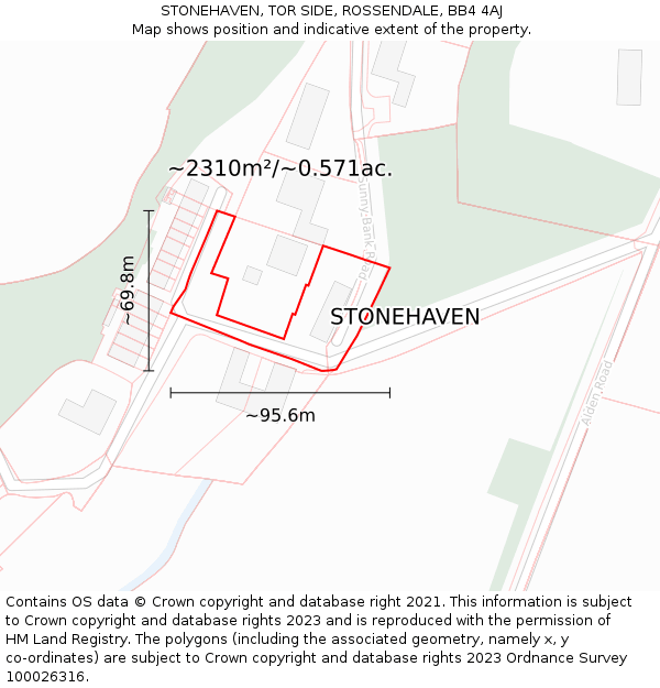 STONEHAVEN, TOR SIDE, ROSSENDALE, BB4 4AJ: Plot and title map