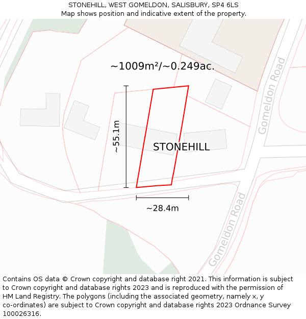 STONEHILL, WEST GOMELDON, SALISBURY, SP4 6LS: Plot and title map