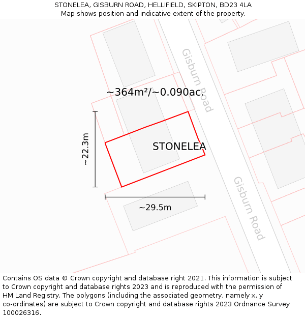 STONELEA, GISBURN ROAD, HELLIFIELD, SKIPTON, BD23 4LA: Plot and title map
